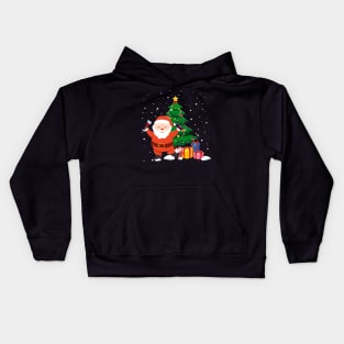 Funny Santa Drinking Wine Christmas Tree Kids Hoodie